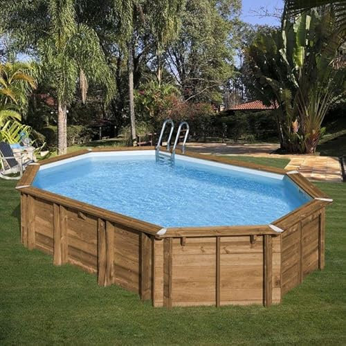 Piscina de Madera Ovalada Gre Safran-2 620 x 395 x 136 cm