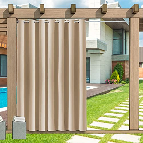 Outdoor Vorhang Wetterfest, 1 Stück Outdoor Vorhang Wasserdicht Wetterfest Blickdicht mit Ösen, 24 Farben Sichtschutz Sonnenschutz Outdoor Gardine für Veranda, Pergola, Laube, B213xH213CM