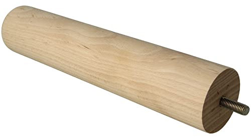 Amig - Pata Redonda para Mueble, Pata de Madera de Haya con Acabado Natural, Patas de Repuesto para Sofás, Camas, Mesas, Fijación: Espiga Metálica de Métrica 8, Medidas: 50 x 250 mm