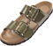Palado Pantoletten Damen Samos EGS - bequeme Sandalen Made in Spain - Hausschuhe mit dämpfendem Kork-Fußbett - modische Sommerschuhe Khaki Lack UK8 - EU41