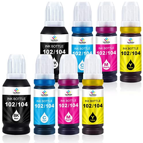 LeciRoba Tintenflasche kompatibel für 102 103 Tinte für ET-2710 ET-2711 ET-2714 ET-2715 ET-2720 ET-2721 ET-2726 ET-2810 ET-2820 ET-2821 ET-2825 ET-2826 ET-4700 ET-4800 (8-Packung)