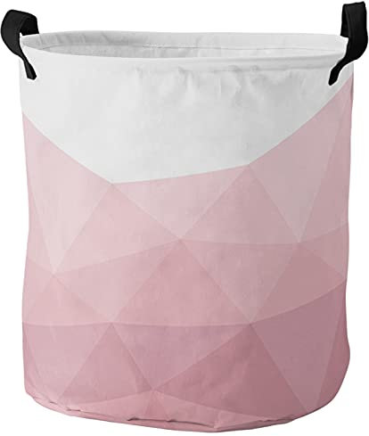 Wäschetonne Geometrisches Dreieck Großes Ombre Pink Dekorative Aufbewahrungskorb Mit Griff Wäschebox 34X42Cm Für Wäsche Waschküche Spielzeug