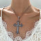 Wendalern Gothic Silber Kreuz Halskette Große Gravierte Blume Kreuz Halskette Vintage Religiösen Kreuz Anhänger Halskette Italienische Box Link Kette Halskette Schmuck Für Frauen Männer