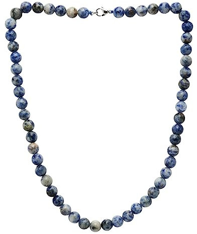 Handgemachte Herren Perlenkette Kette Tigerauge Onyx Grau Achat Jaspis | 8MM Natürliche Edelsteine Heilung Kristallschmuck (Blaue Flecken)