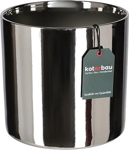 KOTARBAU® Pot de fleurs cylindrique brillant - Diamètre : 230 mm - En céramique - Argenté - Pour plantes d'intérieur et de jardin