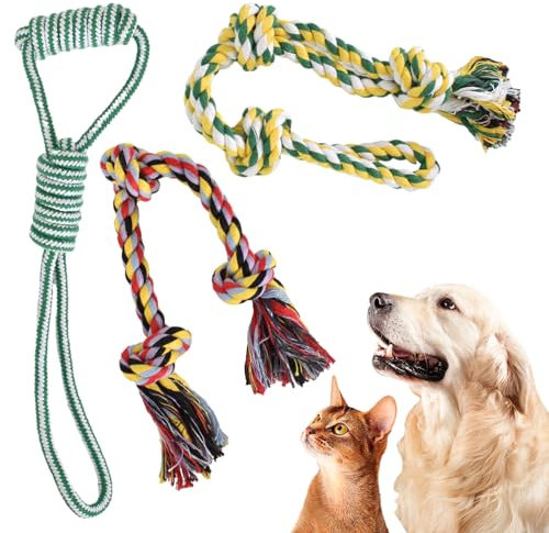 3 pezzi Giocattoli con Corda da Masticare per Cani, Dentizione Corde di Cotone Giocattoli da per Cani, Giochi Interattivi Cani per La Pulizia dei Denti, per Cani Cuccioli di Taglia Media e Grandi (B)
