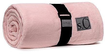 s.Oliver Kuschelsoft Decke 150x200 cm - flauschig, warm & waschbar, Kuscheldecke rosa Uni