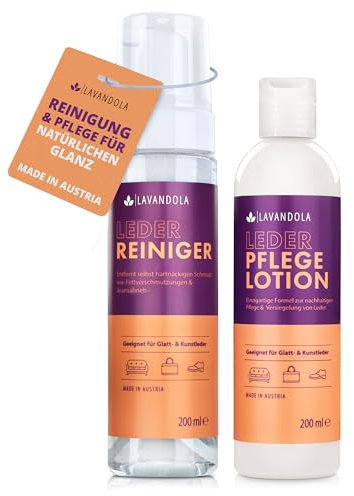 Lavandola Lederpflege Set - Lederpflege Lotion & Lederreiniger - 2X 200ml