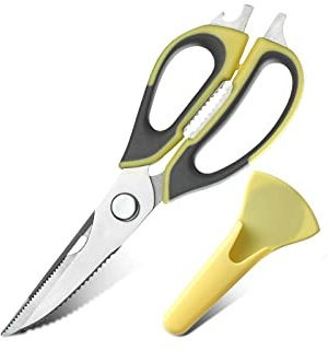 TONZN Forbici da Cucina Forbici da Cucina multifunzionali in Acciaio Inossidabile con Coperchio Adatto per Forbici per Pollo, pollame, Pesce, Verdure ed Erbe aromatiche