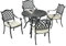 Outsunny 4 Seater Outdoor Dining Set Antique Cast Aluminium Garden Furniture Set with Cushions Round Dining Table with Parasol Hole, Black