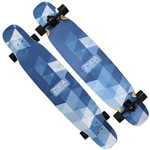 RajoNN RajoNN 46,5 Longboard Skateboard Komplett 7 Schichten Ahornholz Double Kick Concave Deck Anfänger Tanzbrett für Jungen Mädchen Erwachsene Professioneller Cruiser für Cruising Carving
