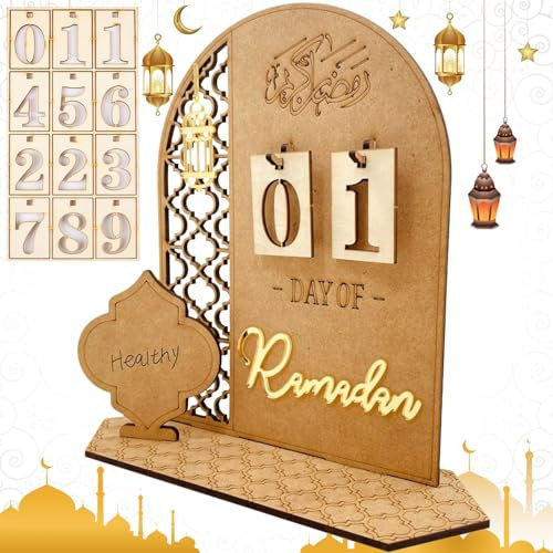Ramazan Kalender, Ramadan-adventskalender, DIY Ramadan Kalender Holz, Eid Mubarak Dekoration, Eid Mubarak Adventskalender, Ramadan Dekorationen Countdown-Kalender für Zuhause