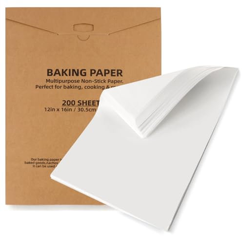 Backpapier 200 Stück, 30.5x40.6cm Backpapier Zuschnitte, Antihaft Fettdicht Rechteckig Butterbrotpapier für Backen, Dampfgaren, Kochen, Grillen, Airfryer, Burger
