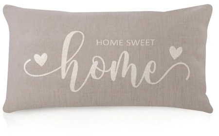 WSDESDEC Home Sweet Home Körperkissenbezug, zweiseitig bedruckt, 30,5 x 50,8 cm, Leinen, weich, mit inspirierenden Worten und Sprüchen, für Stuhl, Schlafzimmer, Hotel