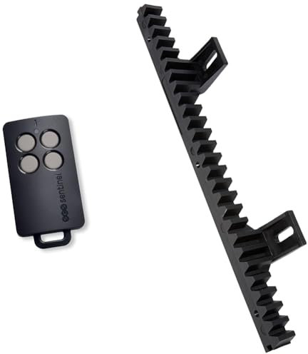 SCS Sentinel, AAM0121, Télécommande de Portail 4 Canaux avec Code Secret Tournant & AAM0098 - Crémaillère pour portail coulissant - 34 cm - Corps en Nylon avec insert en acier