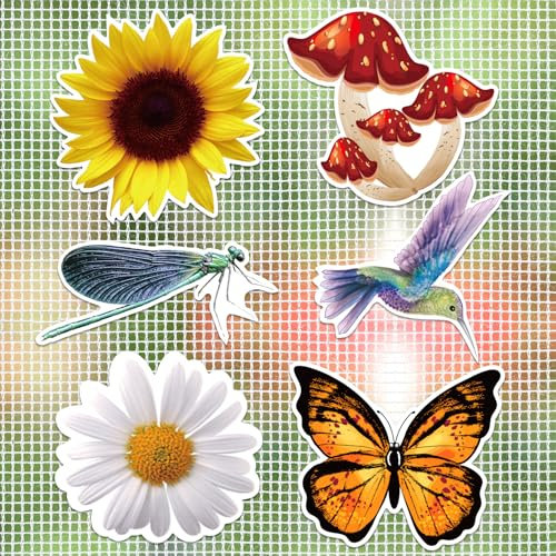 JSRQT 6 Pezzi Adesivo Magnetico Decorativo Magneti per Zanzariera Magneti Flessibili Decorativi Farfalle Magnetiche Doppia Faccia Calamita Colibrì Libellula Screen Door Decals Magneti Porte a Schermo