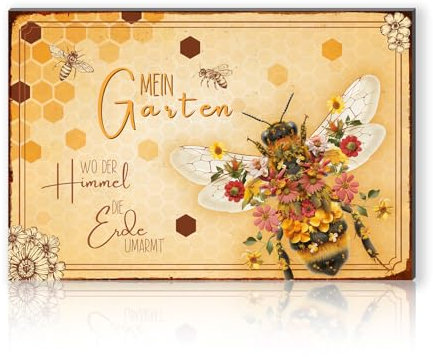 Finest Folia Gartenschild 30x20cm Alu Verbundplatte UV Druck Deko Garten Schild Dekoration Sprüche für den Außenbereich mit Spruch wetterfest RV001 (Motiv 06)
