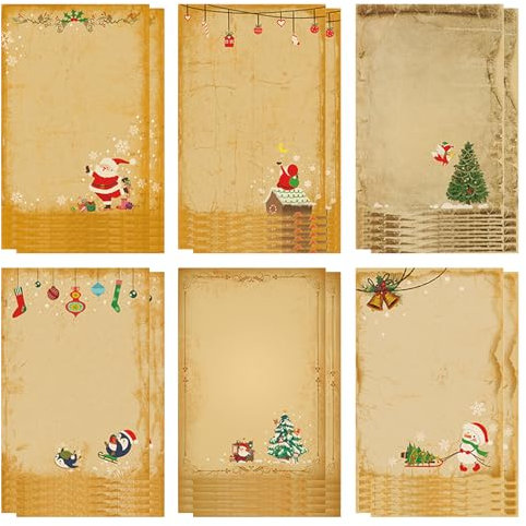 60 Stück Weihnachten Briefpapier Brief an Den Weihnachtsmann Weihnachtsbriefpapier für Kinder Wunschzettel Weihnachtskarten Weihnachten Karten Blanko Grußkarten Set (A)