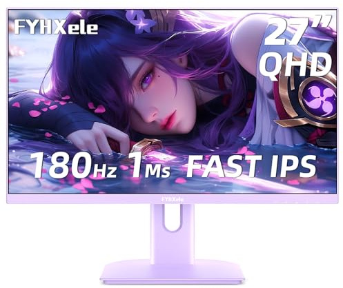 FYHXele Monitor de juegos de 27 pulgadas, monitor de computadora de 165 Hz QHD 1440P Monitor IPS rápido, sRGB100%,1 ms, DisplayPort/HDMI/Cuidado de los ojos/Montaje en pared, color morado