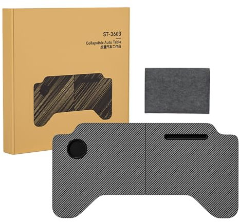 Plateau de siège de voiture – Plateau de table pliable à 180 degrés, plateau alimentaire automobile | Plateau de voiture en panneau de fibres de bois noir avec charge de roulement de 32 kg, plateau pe