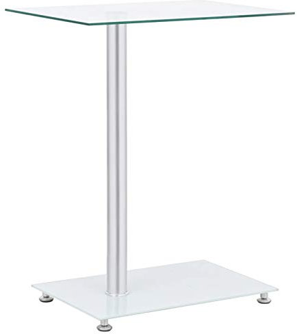Gecheer Table d'appoint en Forme U Transparent 45x30x58 cm Verre trempé, Table Basse Bout de Canapé de Salon, Table de Chevet pour Chambre à Coucher, Maison, Bureau