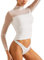 EMOTTOS Women Patchwork Sheer Mesh Crop Tops, Sexy Ruched Lace Top Turtle Neck T-Shirts, Stylish Slim Fit Top Going Out Clubbing Party Sexy See-Through Shirt, White, M