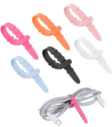 30pcs Adjustable Silicone Cable Ties 4.3 Inch Silicone Cable Straps Reusable Cable Organizer Zip Ties Elastic Cord Organizer Straps for Charging Cables USB Cables Earphones Line (Colorful)