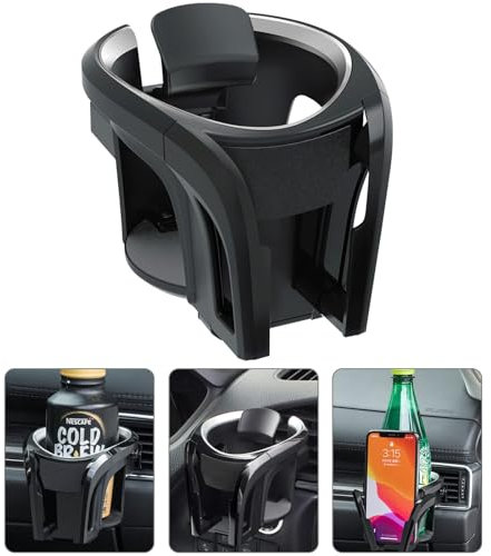 SZPXXX Auto-Getränkehalter für VW Golf 8 Variant ab Bj.2020, 2-in-1 Kfz-Getränkehalterung, Schwarz, Kunststoff, 9x8 cm