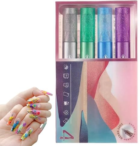 4 Color Nail Art Pens,Nail Art Graf-fiti Pen Nail Drawing Pen,Multifunctional Nail Art Tools,Waterproof Nail Polish Pens Set,Nail Varnish Pens,Nail Polish Pens,Nail Gel Pens,Nail Polish Pen Set,Silver
