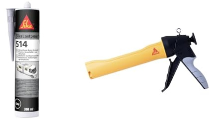 Bundle of SIKA - Butyldichtstoff - SikaLastomer-514 grau - abtupfbare Dichtmasse für wiederlösbare Abdichtungen - 310 ml + SIKA – Kartuschenpresse – Sika Gun HD – extra leicht – hohe Übersetzung