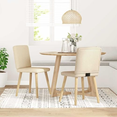 qohoio Esszimmerstühle 2 STK. EsszimmermöBel Esszimmerstuhl Dining Chair Esszimmer StüHle EsszimmerstüHlen Creme Stoff - 4101204