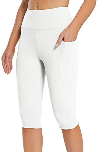 Generisch Leggings Damen Mit Tasche Capri Leggins High Waist Caprihose Sommer Blickdicht Sportleggins Sporthose Hose Gym Outdoor Yoga Capri Leggings Damen Sommer Nicht Einschränkend