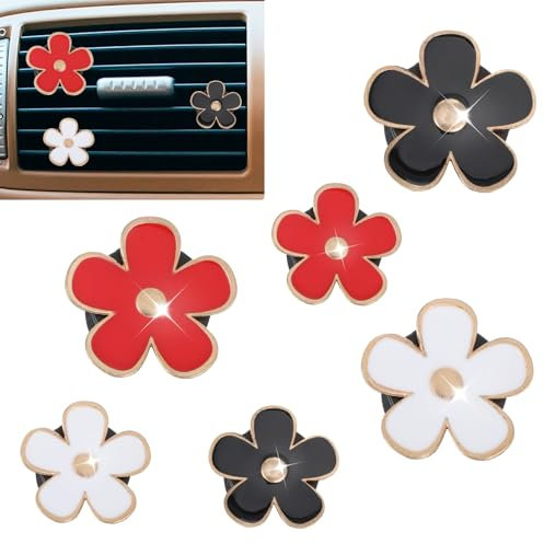 Nogeqi 6 Stück Auto Lufterfrischer Clip Gänseblümchen Blume Auto Deko Innenraum Clip Aromatherapie Blumen Car Air Freshener Clips Daisy Auto-Zubehör Innenraum Deko für Frauen Damen Mädchen