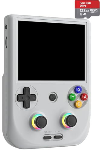 RG406V Android 13 Retro Game Console, 128GB Internal Storage + SD Card, 9000+ Titles, Powerful Performance, 4 IPS Touchscreen, Hall Effect Joysticks, Wi-Fi, Bluetooth (Grey, 128GB)