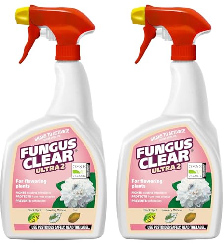 Fungus Control Spray – Pack of 2 – FungusClear Ultra 2 Ready to Use 800ml – Kills and Prevents Mould, Mildew & Fungal Diseases – Protects Plants, Leaves & Ornamental Shrubs