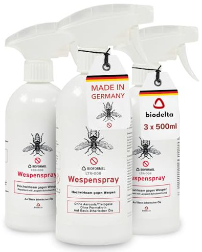 BIOFORMEL Wespenspray - Wespen effektiv bekämpfen - Anti-Wespen-Spray für schnellen Schutz - Wespenschutz für Garten, Terrasse & Grillen - fleckenfrei (3 x 500ml)