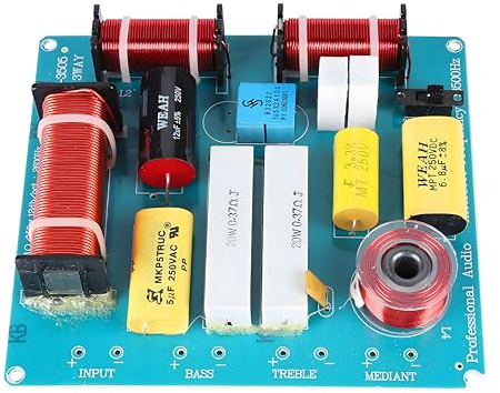 Ouitble 3-Wege Frequenzweiche Lautsprecher Frequenzteiler Crossover Filter Audio Frequenzteiler Divider 300W für DIY KTV Bühnenlautsprecher