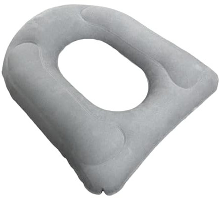 FLCPJGV Gonfiabile per WC, Versatile, Comodo, Multifunzione, con Supporto a Ventosa, Cuscino per Viaggiare, Floccaggio Grigio