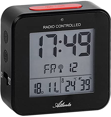 Atlanta 1880/7 Wecker Funk Funkwecker digital schwarz Licht Snooze Digitalwecker