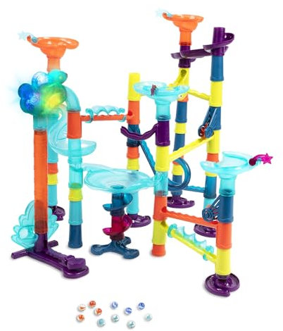 B. toys Murmelbahn 62 Teile mit Lichtern und Geräuschen, bunten Loopings, Murmeln – MINT Lernspielzeug – Spielzeug für Mädchen und Jungen ab 3 Jahren