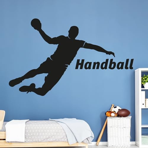 GRAZDesign Wandtattoo Handball Kinderzimmer | Wandaufkleber Teenager Sportler Spieler | Wandsticker Turnhalle Sport Jugendzimmer - 91x57cm / 031 rot