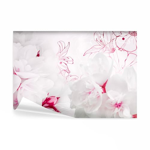 decomonkey Fototapete selbstklebend Blumen, 392x280 cm, XL, Natur Pflanzen | Pfingstrosen, Selbstklebende, Tapeten, Wand, Fototapeten, Tapete, Wandtapete, klebend, Klebefolie