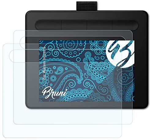 Bruni Película Protectora compatible con Wacom Intuos S Protector Película, claro Lámina Protectora (2X)