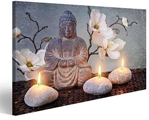 islandburner, Bild auf Leinwand Buddha in der Meditation, religiöses Konzept Wandbild Leinwandbild Kunstdruck Poster 80x40cm