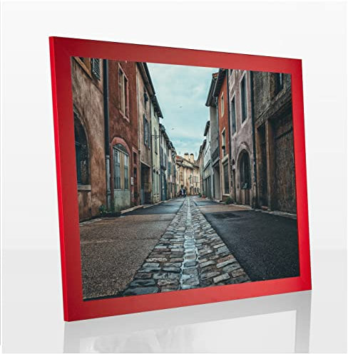 Orion Deluxe Bilderrahmen Posterrahmen 60x90 cm Farbe und Verglasung wählbar Rot Knallrot Ferrarirot 90x60 cm mit weisser Rückwand und spiegelfreiem Antireflex Kunstglas 1 mm