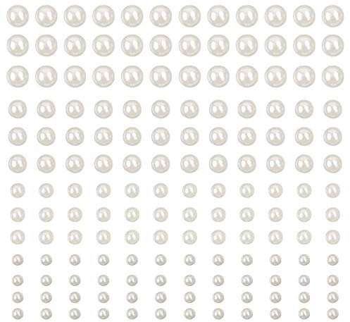 990 Pcs Self Adhesive Pearl Stickers,Flat Back Pearls Sticker for Face Beauty Makeup Nail Art Cell Phone DIY Crafts Home Decor Scrapbooking Embellishments, 2mm/3mm/4mm/5mm (White) (990)