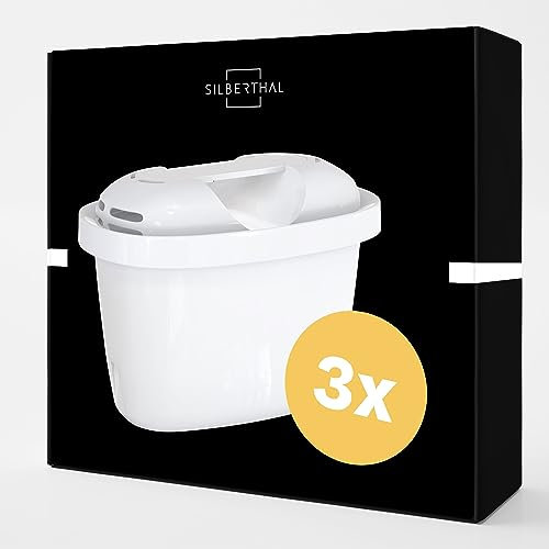 SILBERTHAL Set De Cartouches filtrantes 3 pièces - Filtration De l'Eau - Compatible BRITA et SILBERTHAL - Eau Filtrée Et Purifiée - 10,4 * 5,8 * 7,1 cm