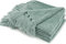 RECYCO Wohn und Kuscheldecke Chenille 127x152 mit Fransen, Quasten Salbeigrün Weihnachten Decke Sofadecke Couchdecke Wohndecke Flauschig Weich für Sofa Couch Stuhl, Mint Grün