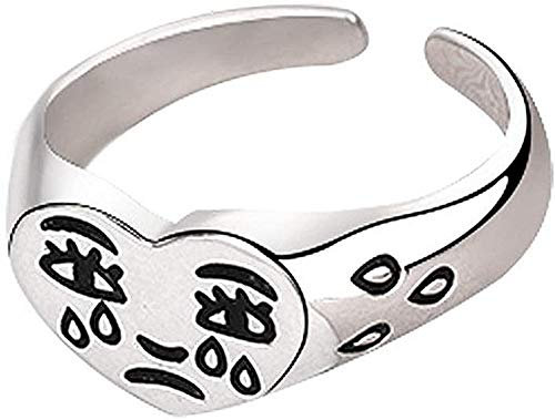 Ring aus 925er Sterlingsilber mit gebrochenem Herz, für Damen und Mädchen, weinendes Gesicht, erweiterbar, offener Fingerring, verstellbar, Valentinstag, Schmuck, Geburtstag, für Freundin, Liebhaber,