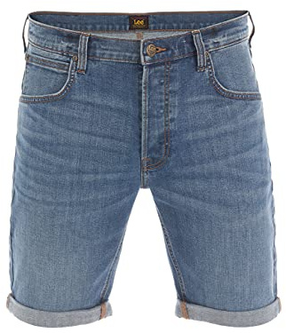 Lee Herren Jeans Short Regular Fit Kurze Stretch Shorts Baumwolle Bermuda Sommer Hose Blau w30, Größe:W 30, Farbe:Mid Used (L73ESJWY)